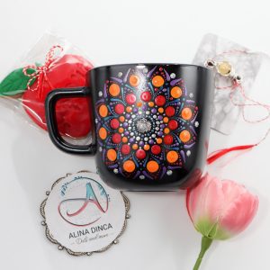 AD-Dots - set cadou martisor - cana pictata, brosa, turta dulce