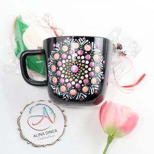 AD-Dots - set cadou martisor - cana pictata, brosa, turta dulce
